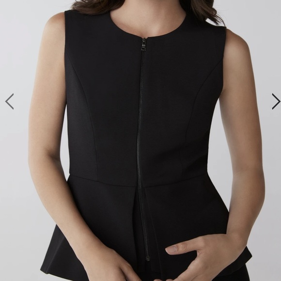 BCBG MAXAZRIA black front-zip office top, size S - Picture 2 of 7